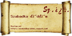 Szabadka Ádám névjegykártya